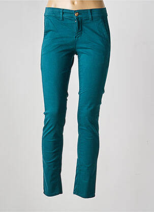 Pantalon chino tissage popeline taille normale vert HAPPY femme