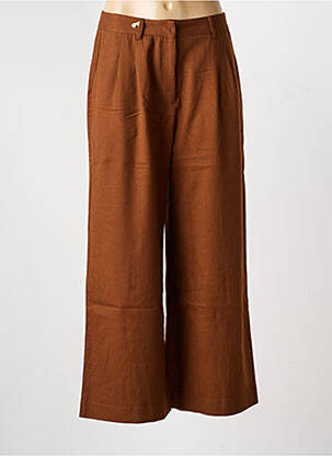 Pantalon large tissage crêpe taille haute marron LA PETITE ETOILE femme