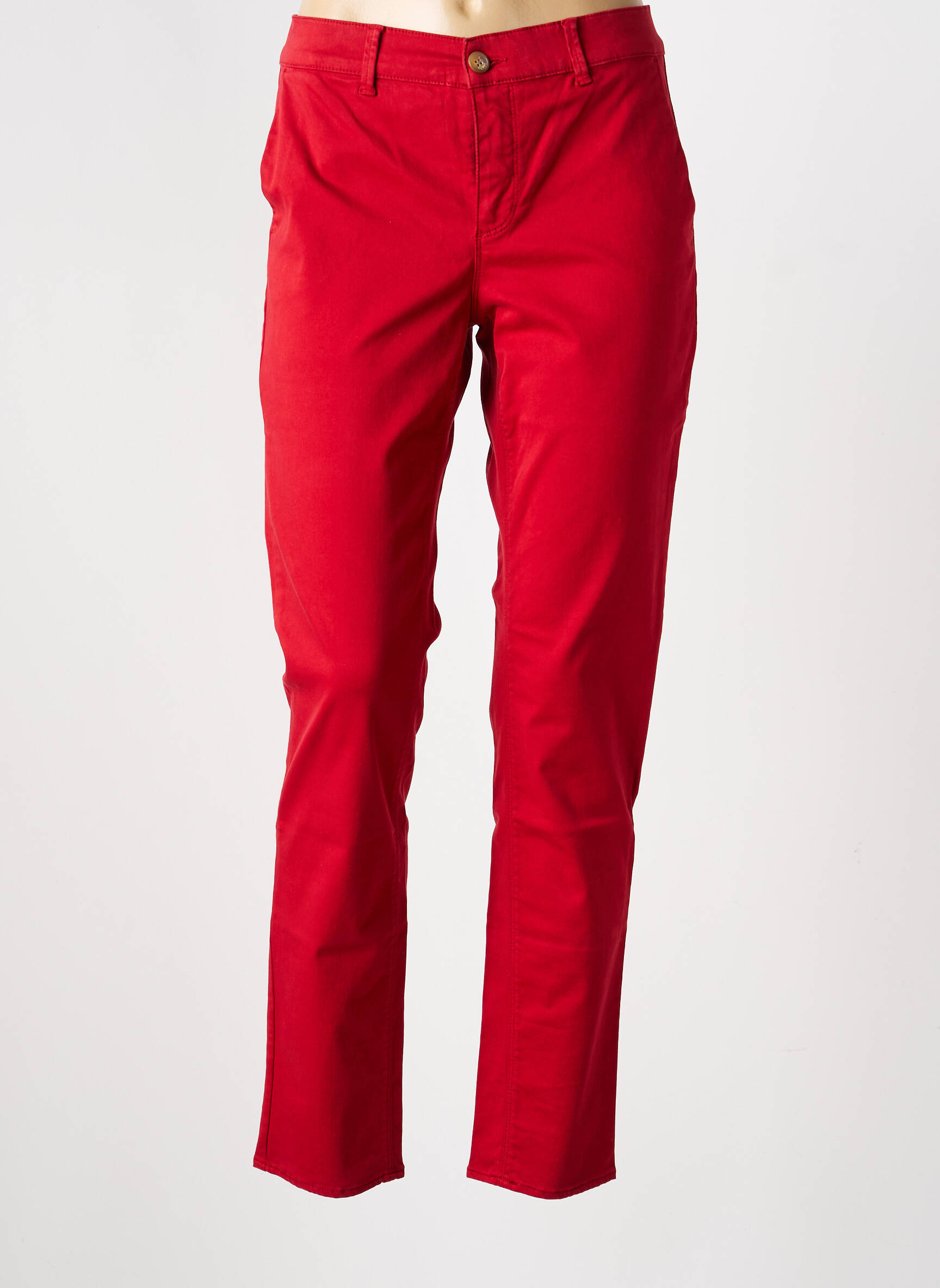Pantalon chino stretch taille normale rouge HAPPY femme