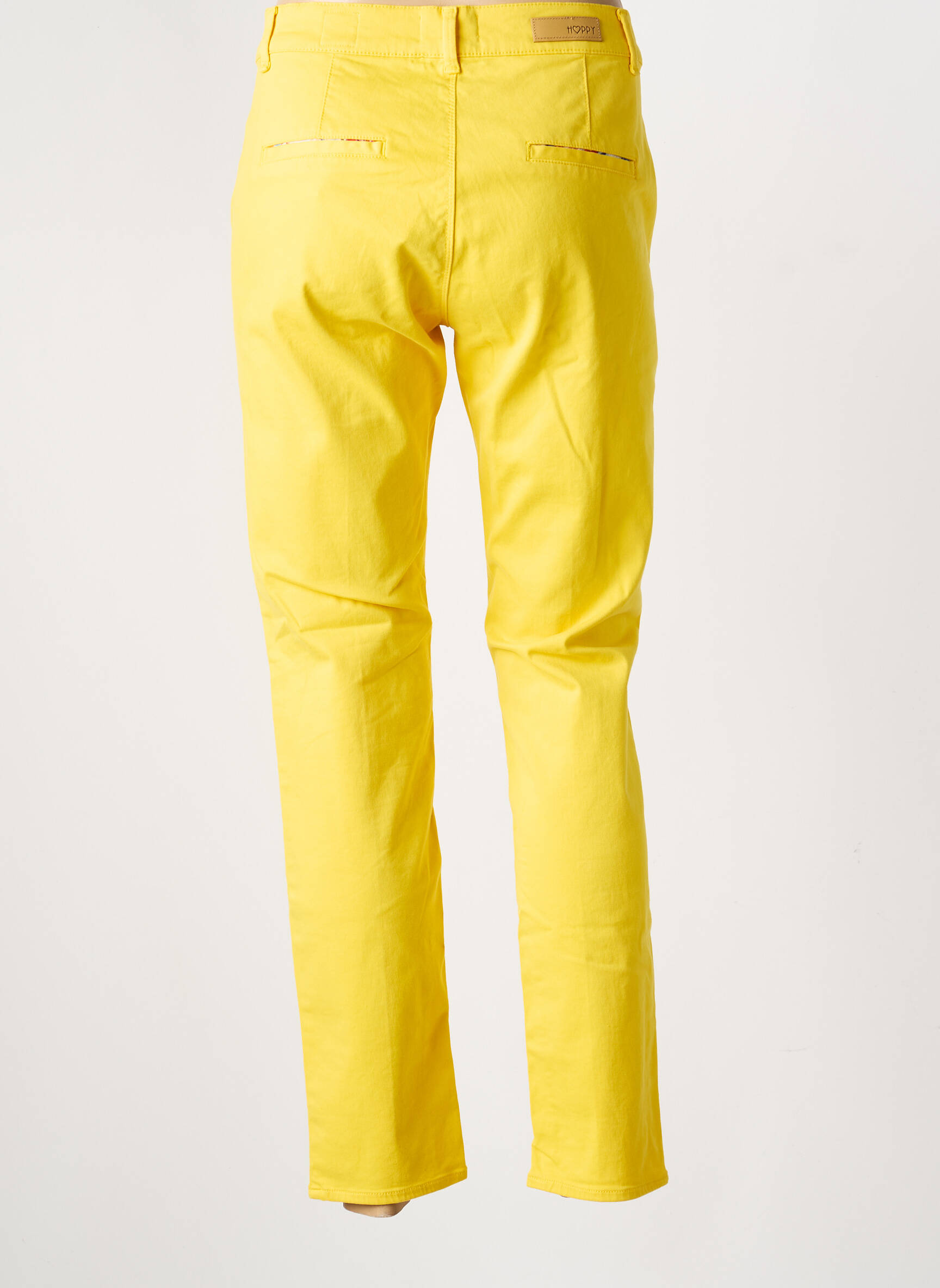 Pantalon chino tissage popeline taille normale jaune HAPPY femme