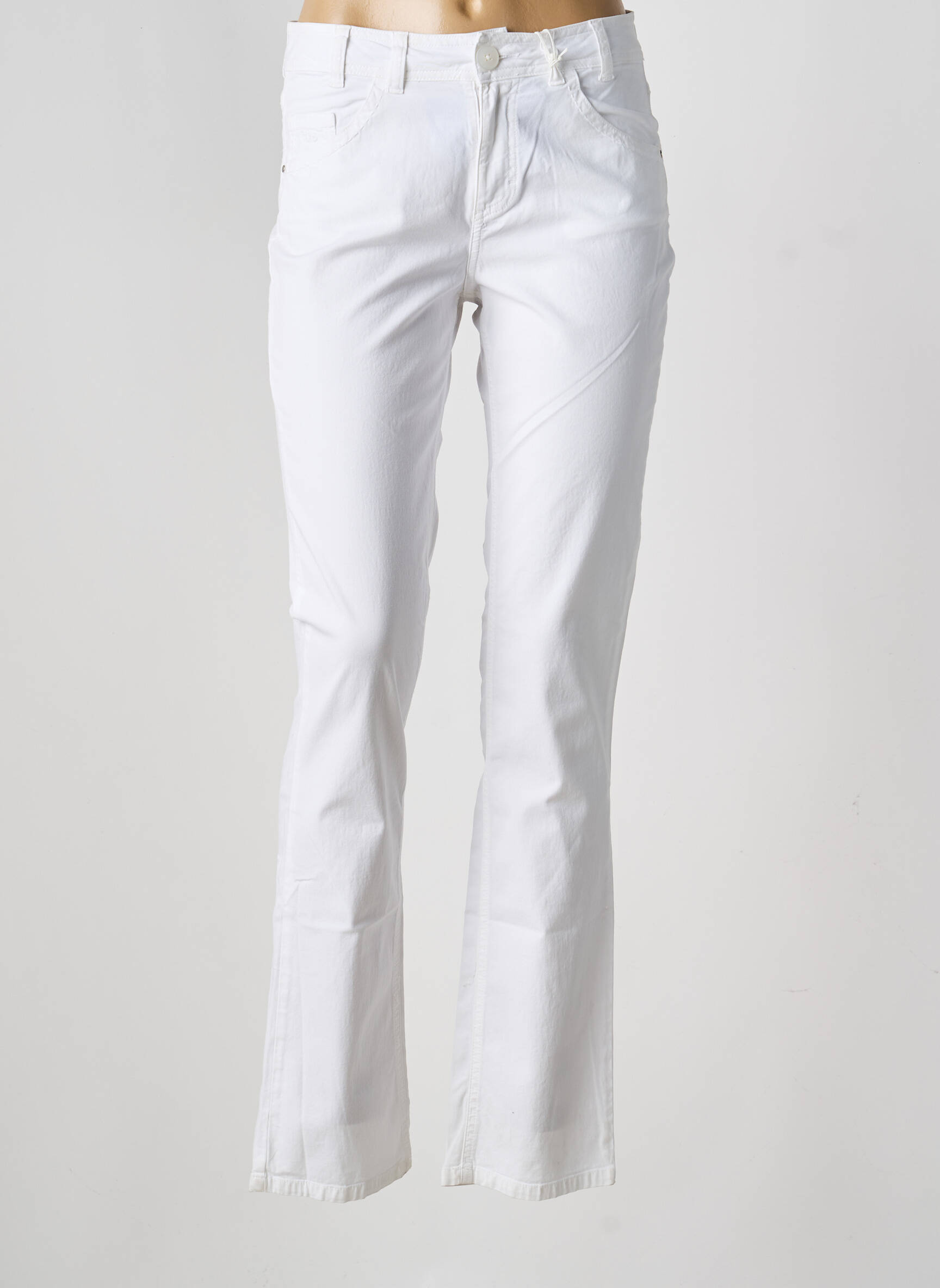 Pantalon slim tissage popeline taille normale blanc TBS femme
