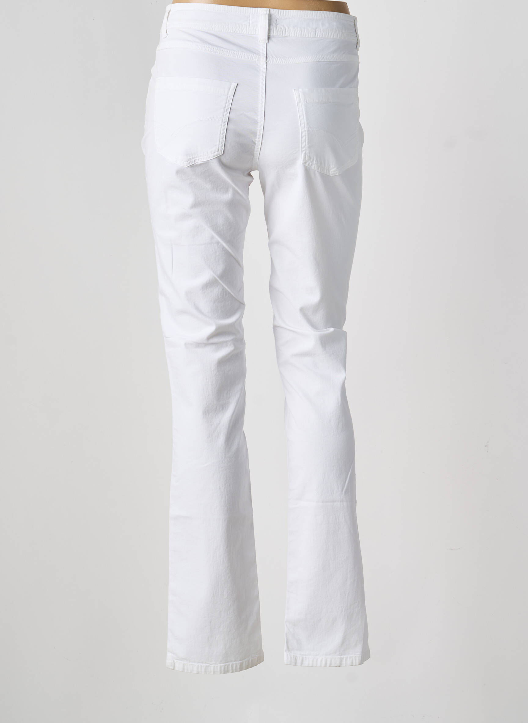 Pantalon slim tissage popeline taille normale blanc TBS femme