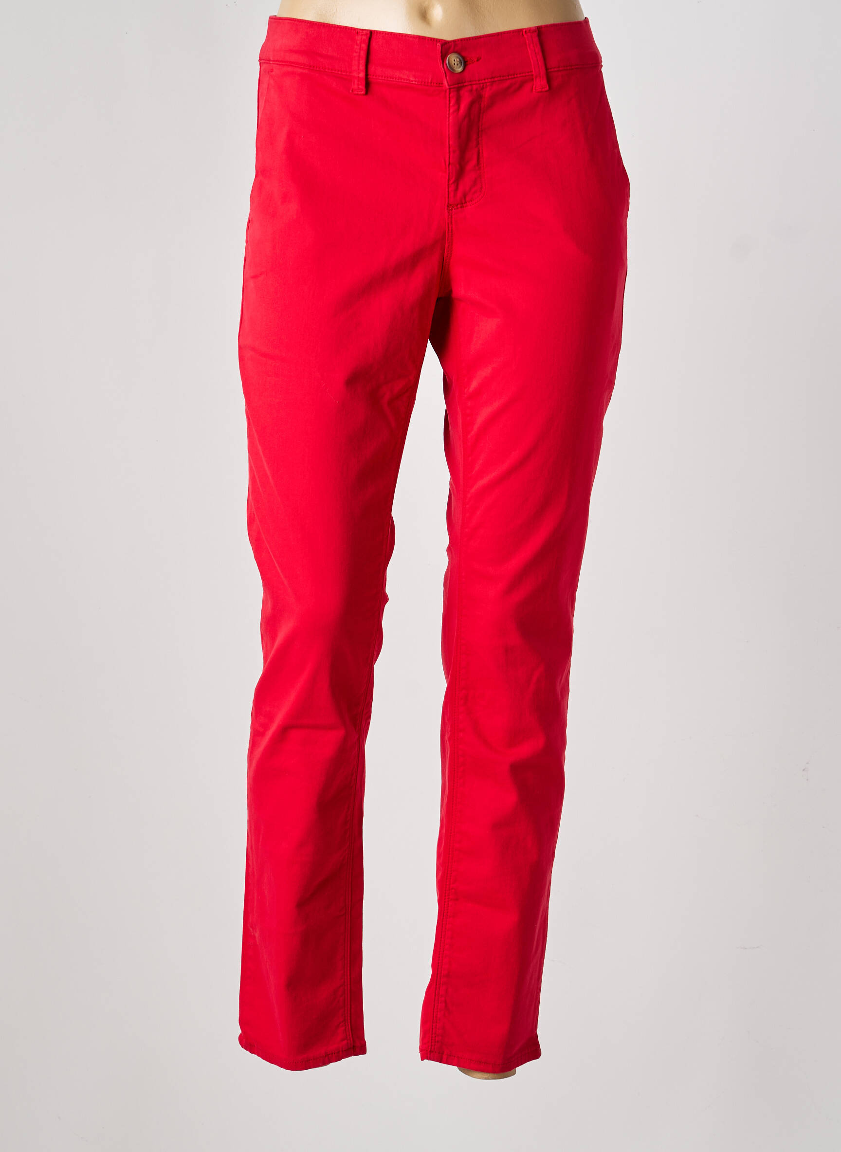 Pantalon chino tissage popeline taille normale rouge HAPPY femme