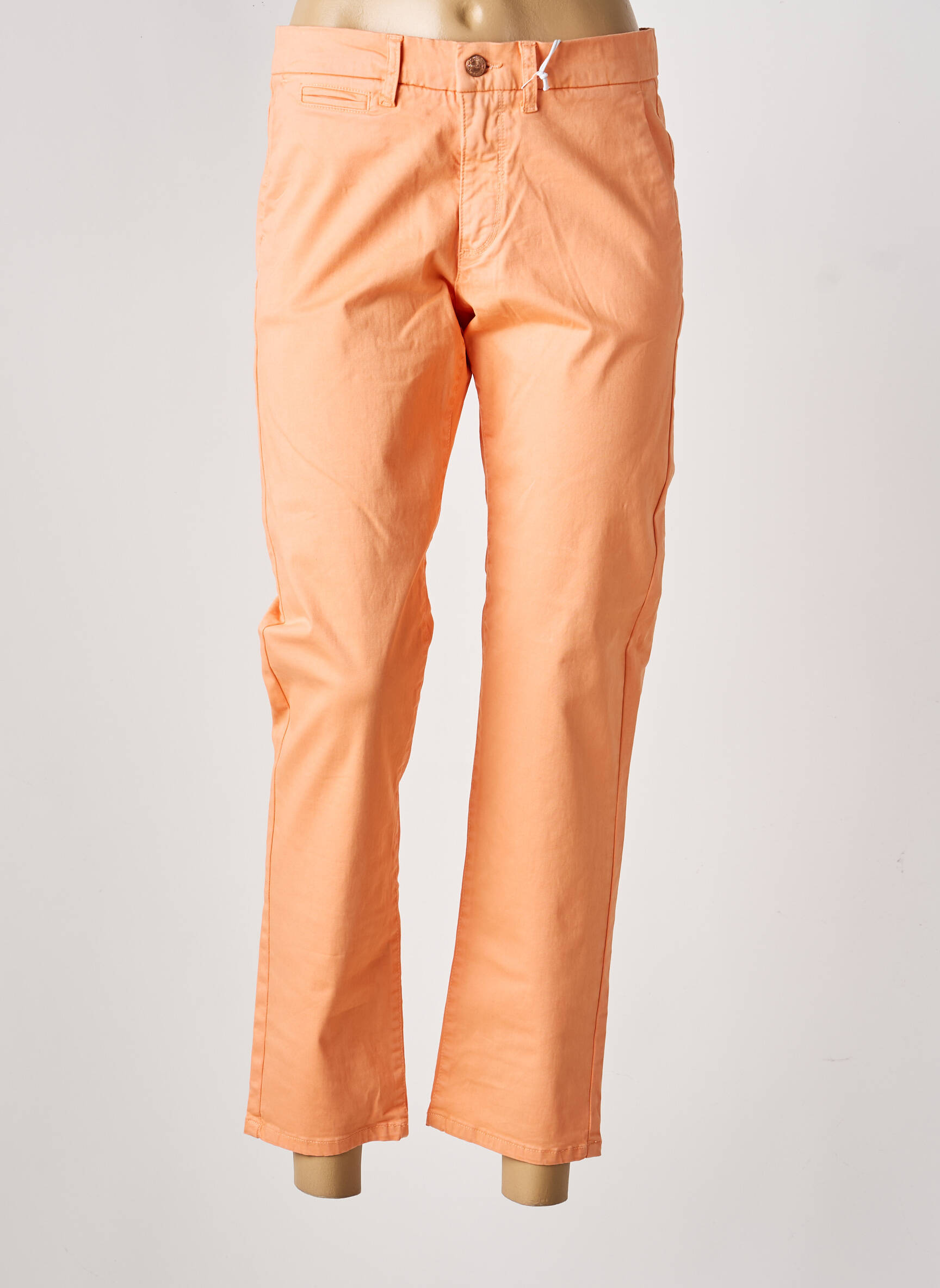 Pantalon chino tissage popeline taille normale orange MUSE femme
