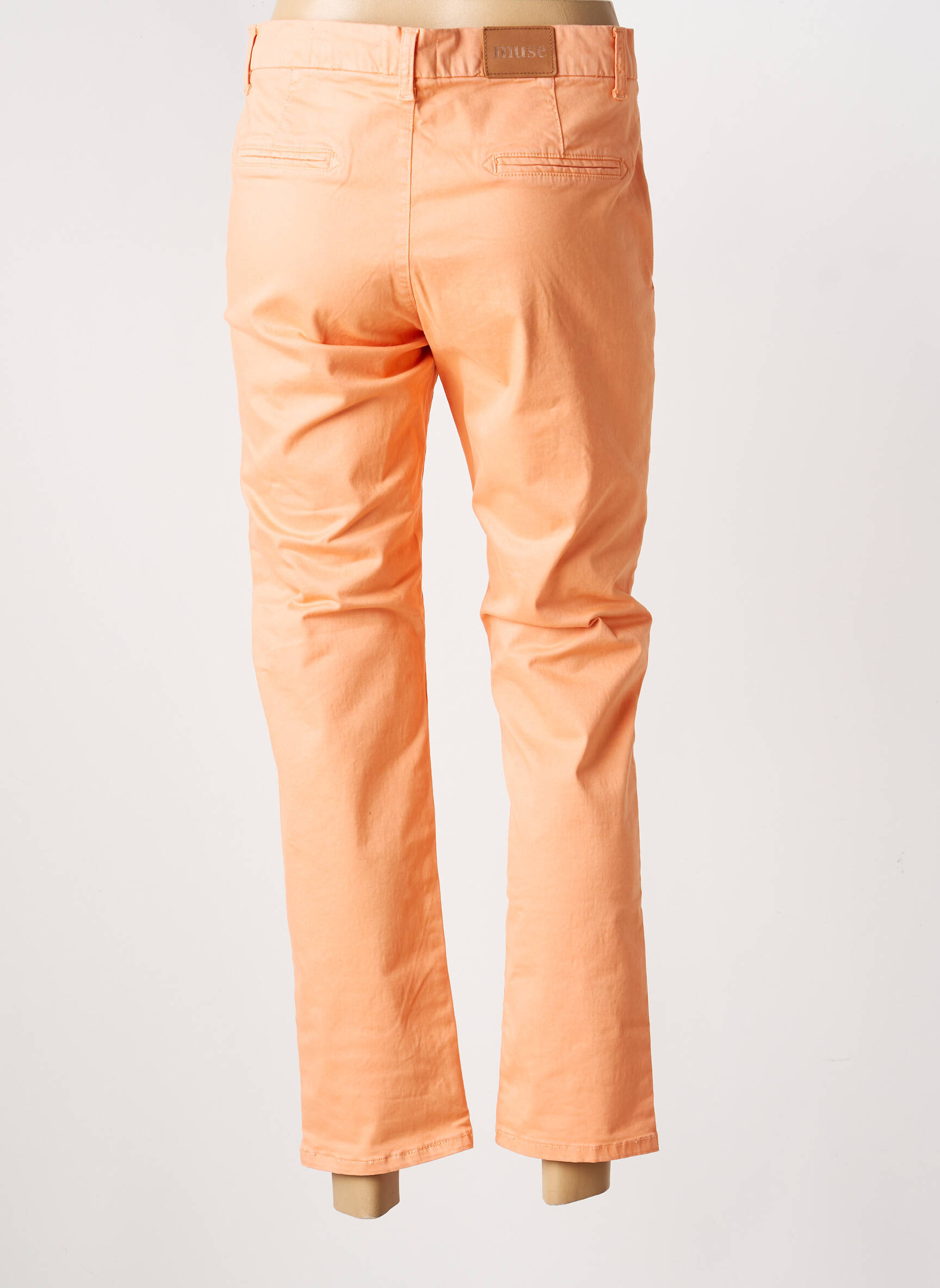 Pantalon chino tissage popeline taille normale orange MUSE femme