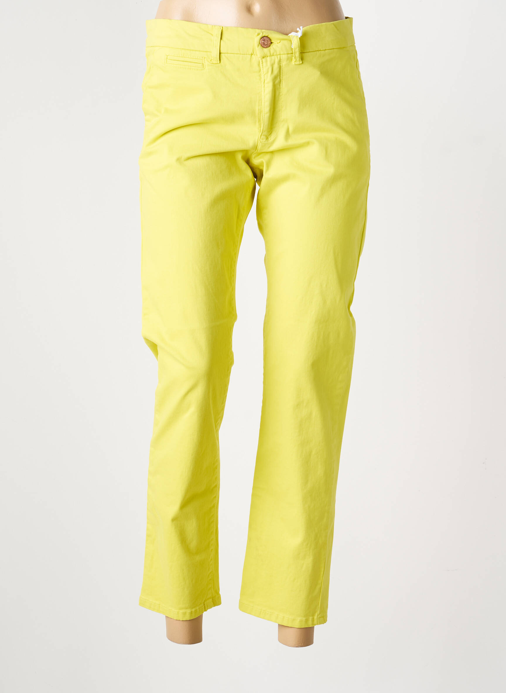 Pantalon chino tissage popeline taille normale jaune MUSE femme
