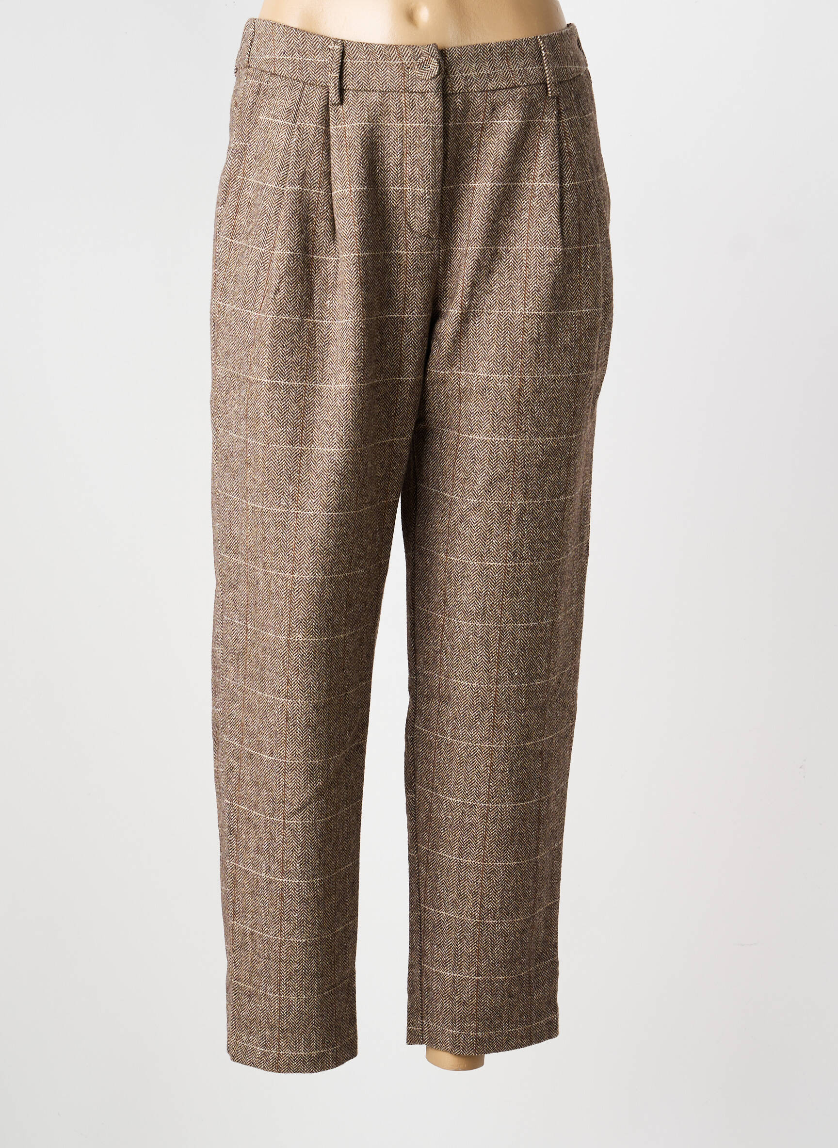 Pantalon droit taille haute taille haute marron MOLLY BRACKEN femme