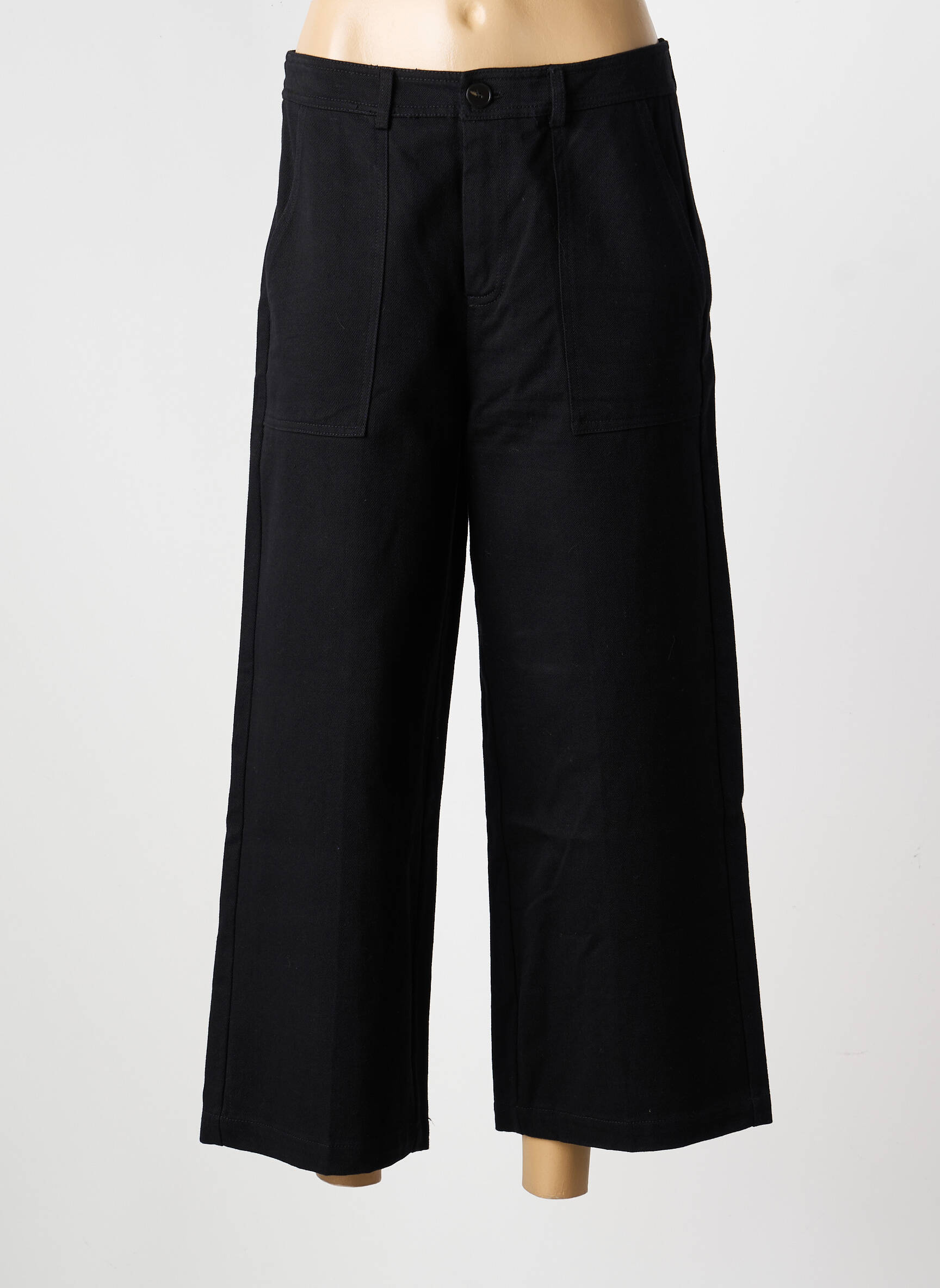 Jeans coupe large taille à pinces taille haute noir GRACE & MILA femme