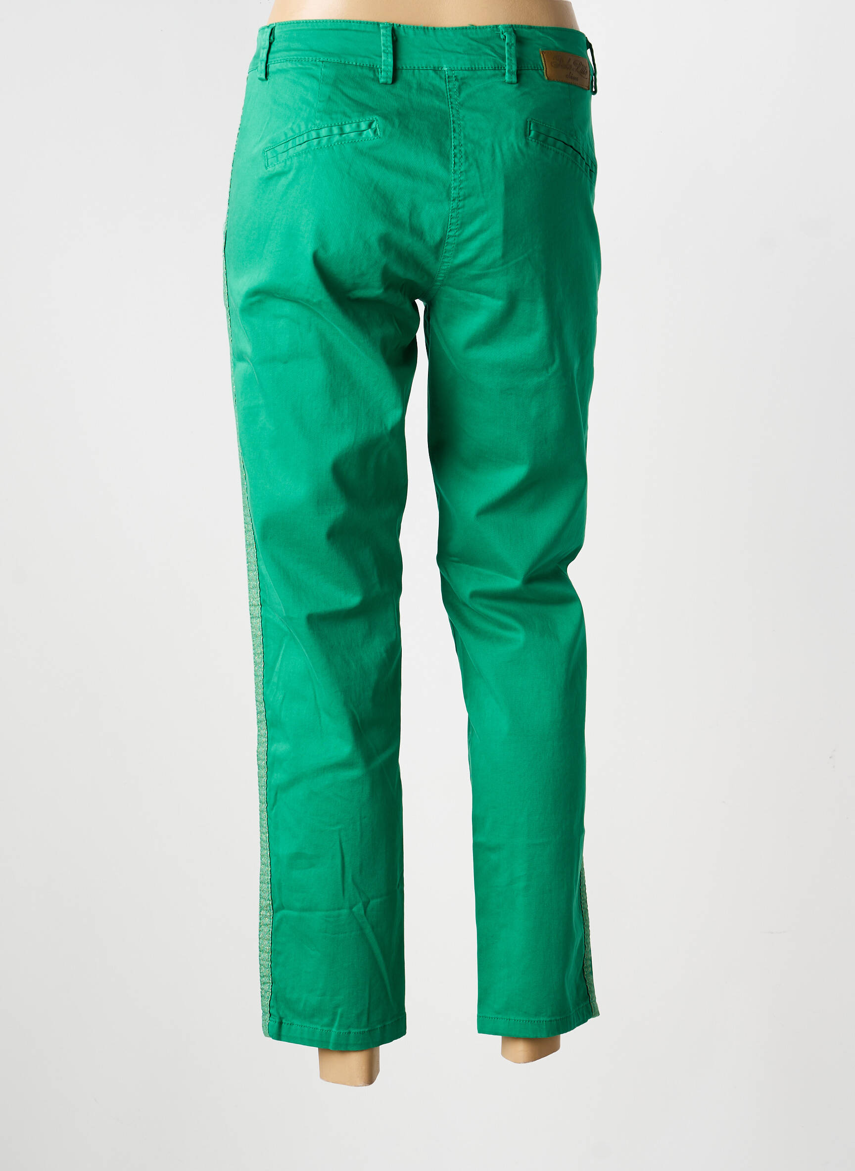 Pantalon chino tissage popeline taille normale vert PAKO LITTO femme