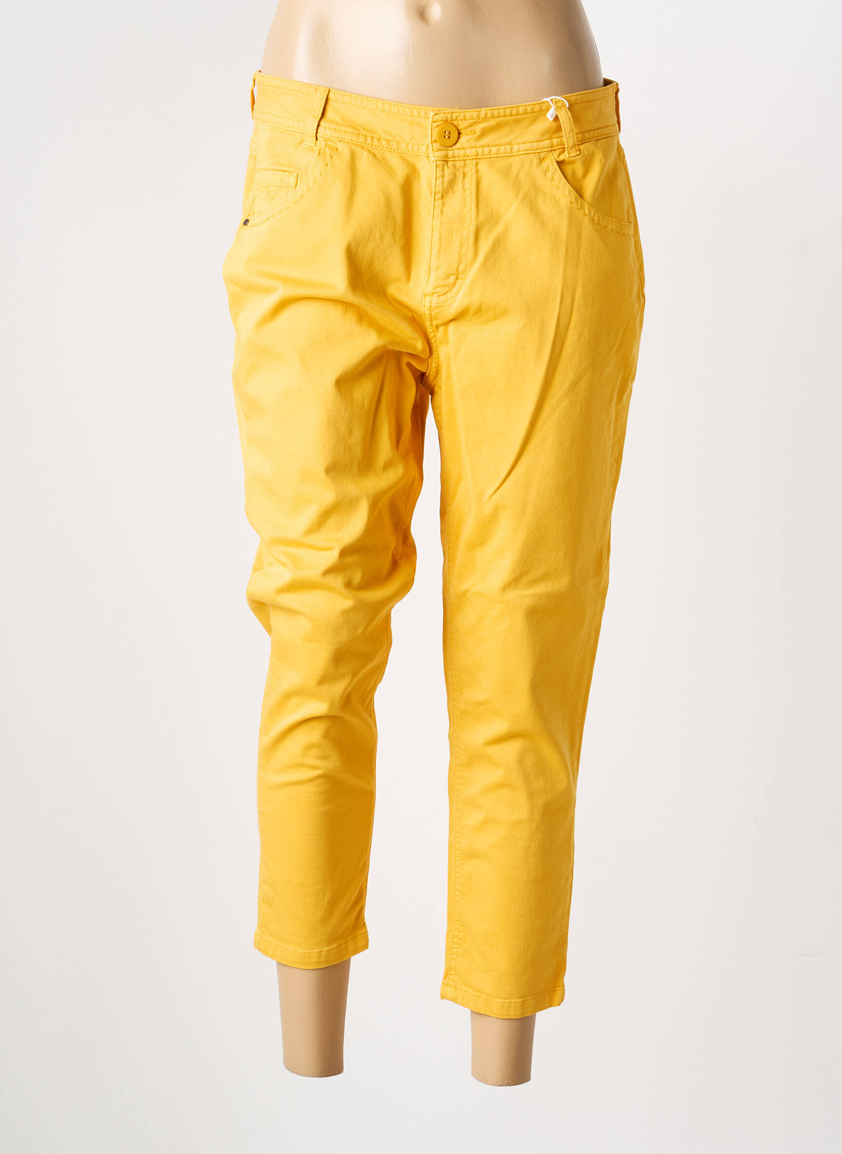 Pantalon 7/8 taille basse taille basse jaune TBS femme