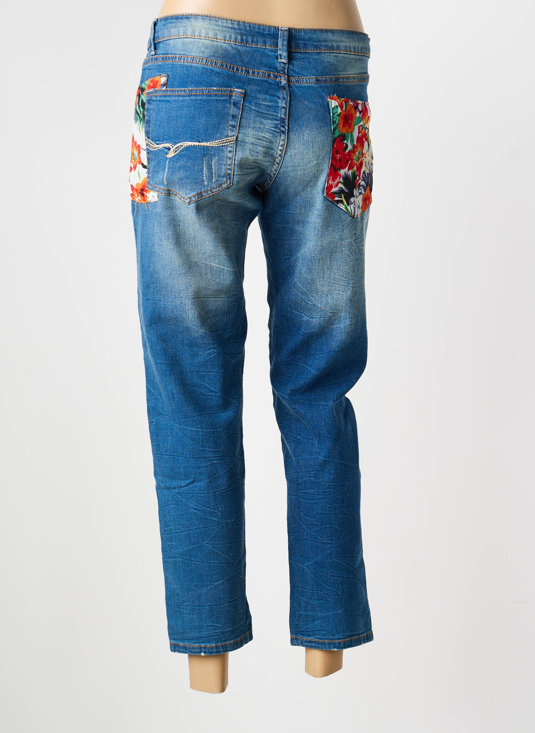 Jeans coupe slim taille basse taille basse bleu DESIGUAL femme