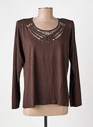 T-shirt manches longues manches longues marron UNICA femme