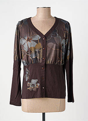 Gilet manches longues stretch marron OPALINE femme