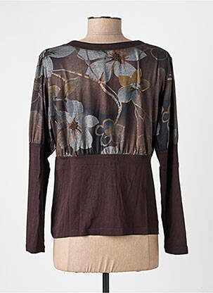 Gilet manches longues stretch marron OPALINE femme
