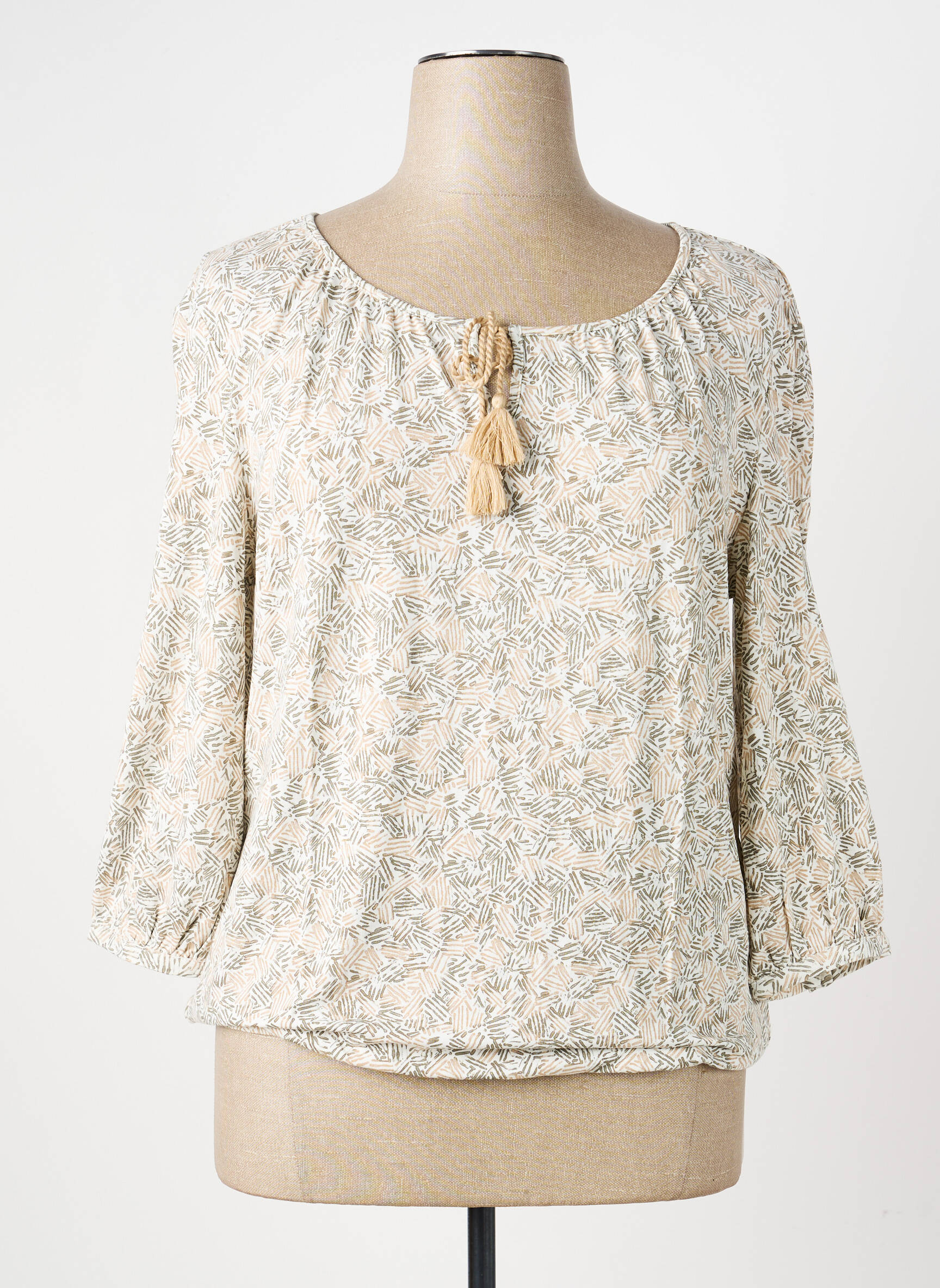 Top stretch manches 3/4 beige BARBARA LEBEK femme