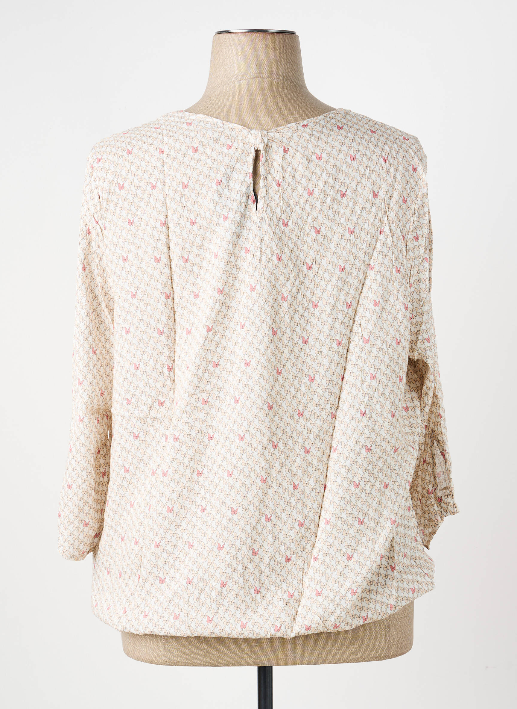 Top imprimé fantaisie manches 3/4 beige BARBARA LEBEK femme