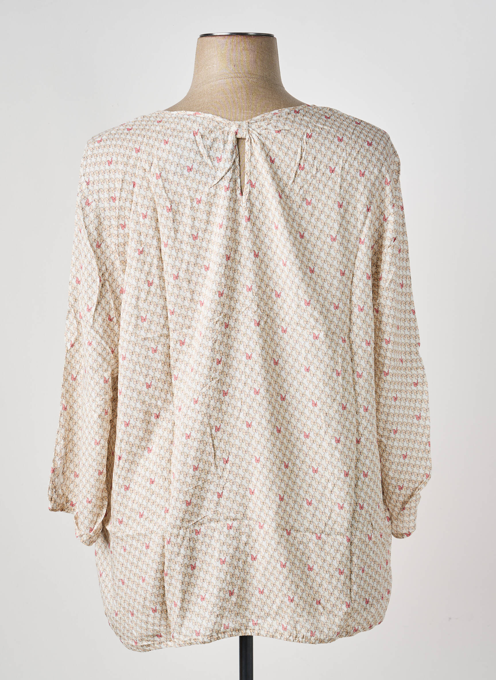 Blouse tissage popeline manches longues beige BARBARA LEBEK femme