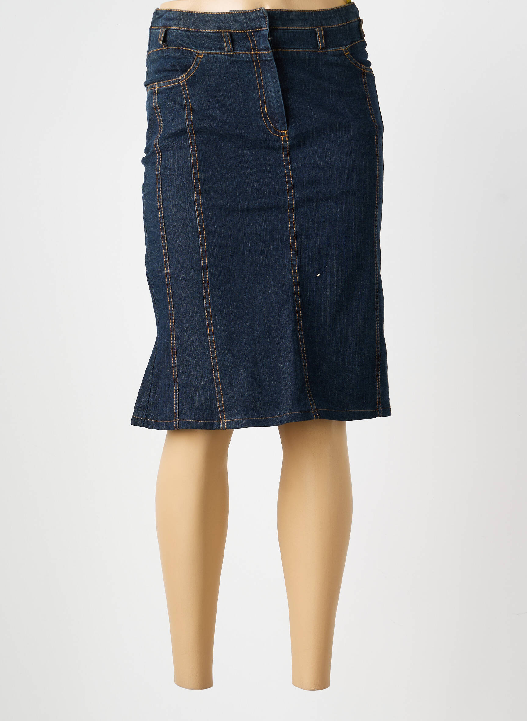 Jupe mi-longue stretch bleu STEILMANN femme