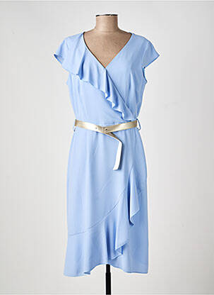 Robe mi-longue tissage crêpe manches courtes bleu ESTEL COLLECTION femme