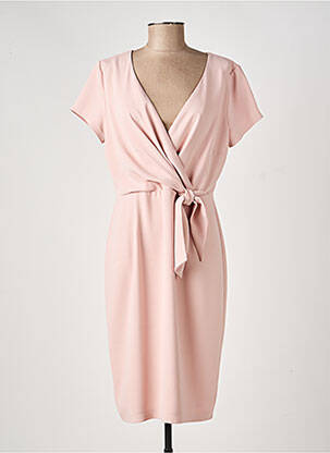 Robe mi-longue tissage crêpe manches courtes rose ESTEL COLLECTION femme