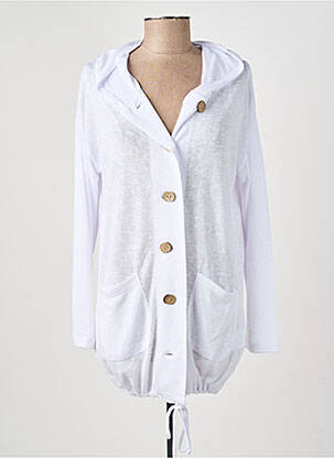 Gilet manches longues col rond blanc MARBLE femme