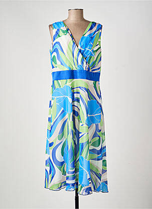 Robe mi-longue coupe fluide sans manche bleu ESTEL COLLECTION femme