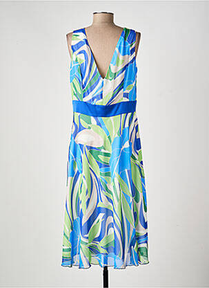 Robe mi-longue coupe fluide sans manche bleu ESTEL COLLECTION femme
