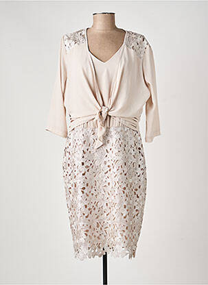 Ensemble robe manches 3/4 beige ANDAMIO femme