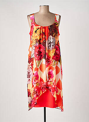 Robe mi-longue coupe fluide sans manche orange FRANK LYMAN femme