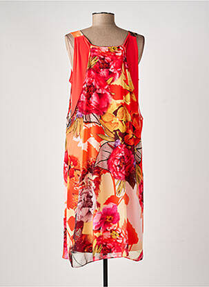 Robe mi-longue coupe fluide sans manche orange FRANK LYMAN femme