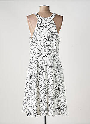 Robe mi-longue imprimé fleurs sans manche blanc FRANK LYMAN femme