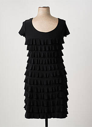 Robe mi-longue manches courtes manches courtes noir FRANK LYMAN femme