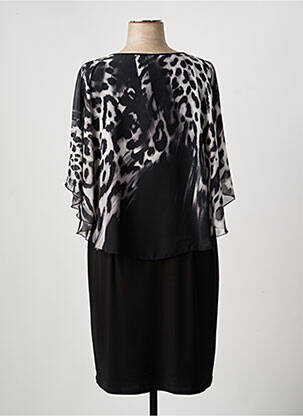 Robe mi-longue tissage crêpe manches courtes noir FRANK LYMAN femme