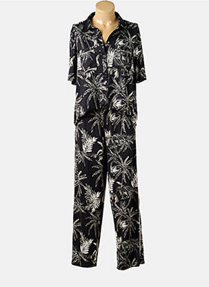 Combishort fermeture boutonnée sur le devant manches courtes noir K-DESIGN femme
