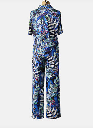 Combi-pantalon fermeture boutonnée sur le devant manches courtes bleu K-DESIGN femme
