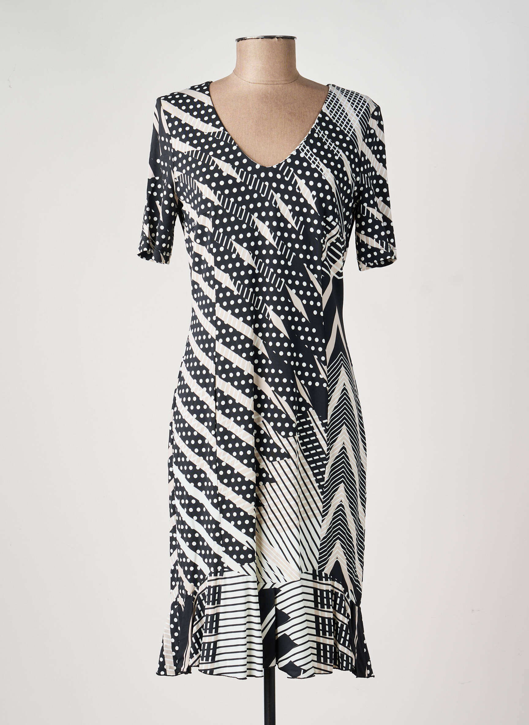 Robe mi-longue manches courtes manches courtes noir EROKE femme