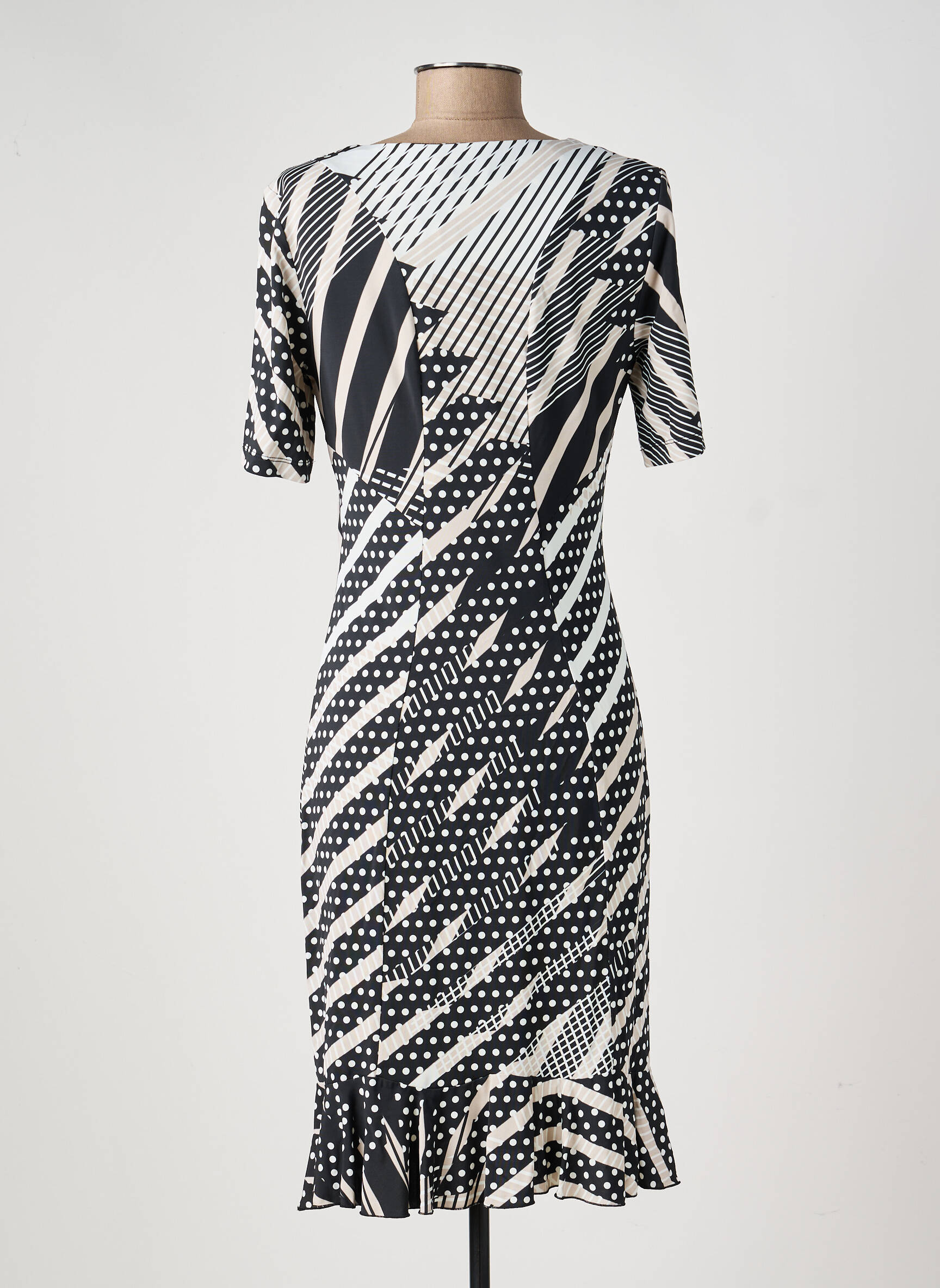Robe mi-longue manches courtes manches courtes noir EROKE femme