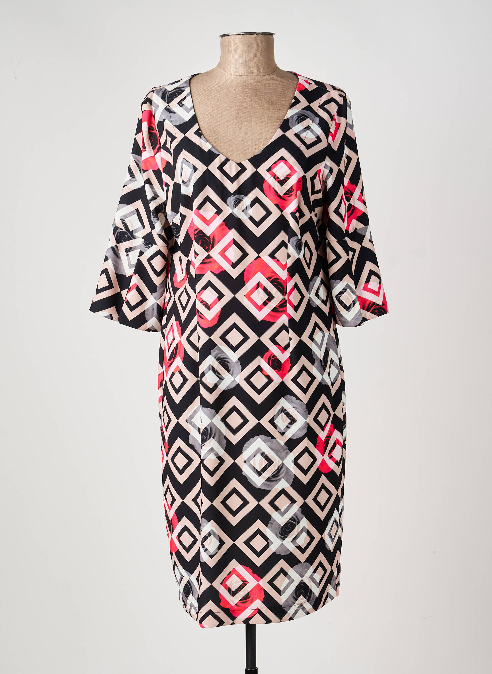 Robe mi-longue manches 3/4 manches 3/4 noir EROKE femme