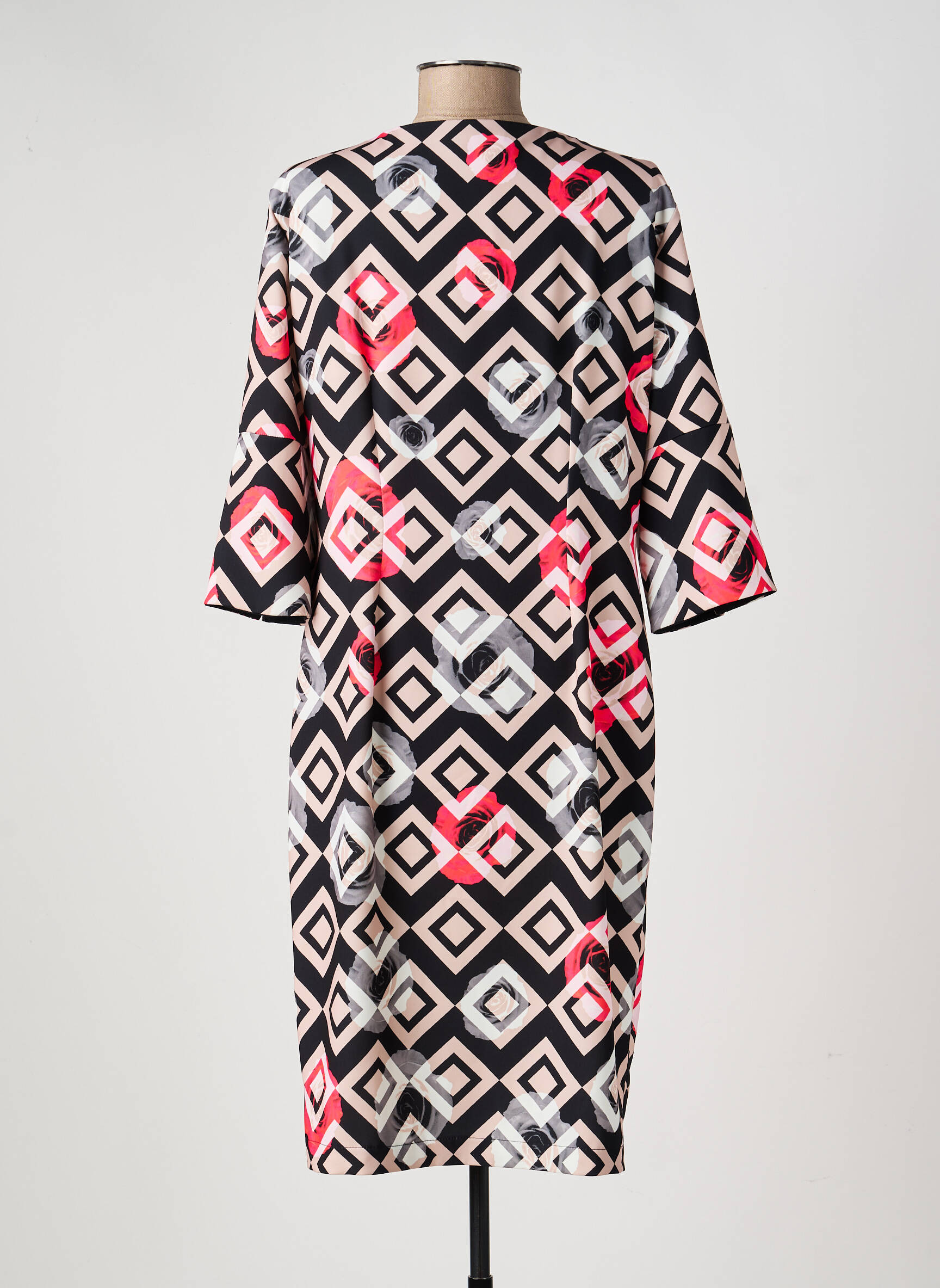 Robe mi-longue manches 3/4 manches 3/4 noir EROKE femme