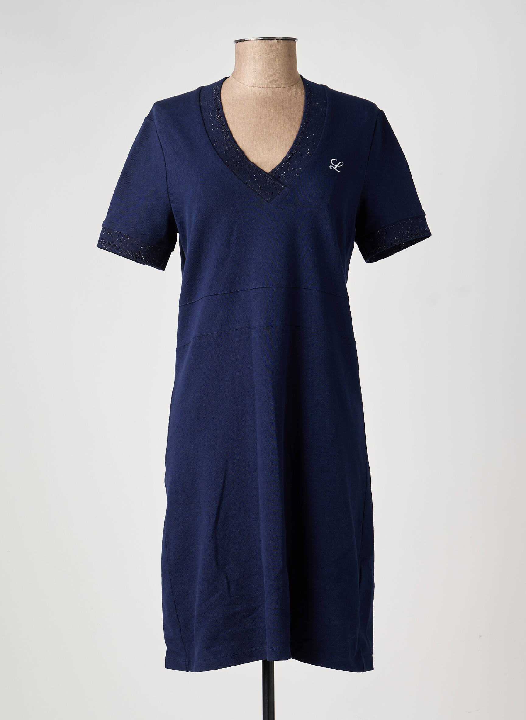 Robe mi-longue manches courtes manches courtes bleu DELAHAYE femme