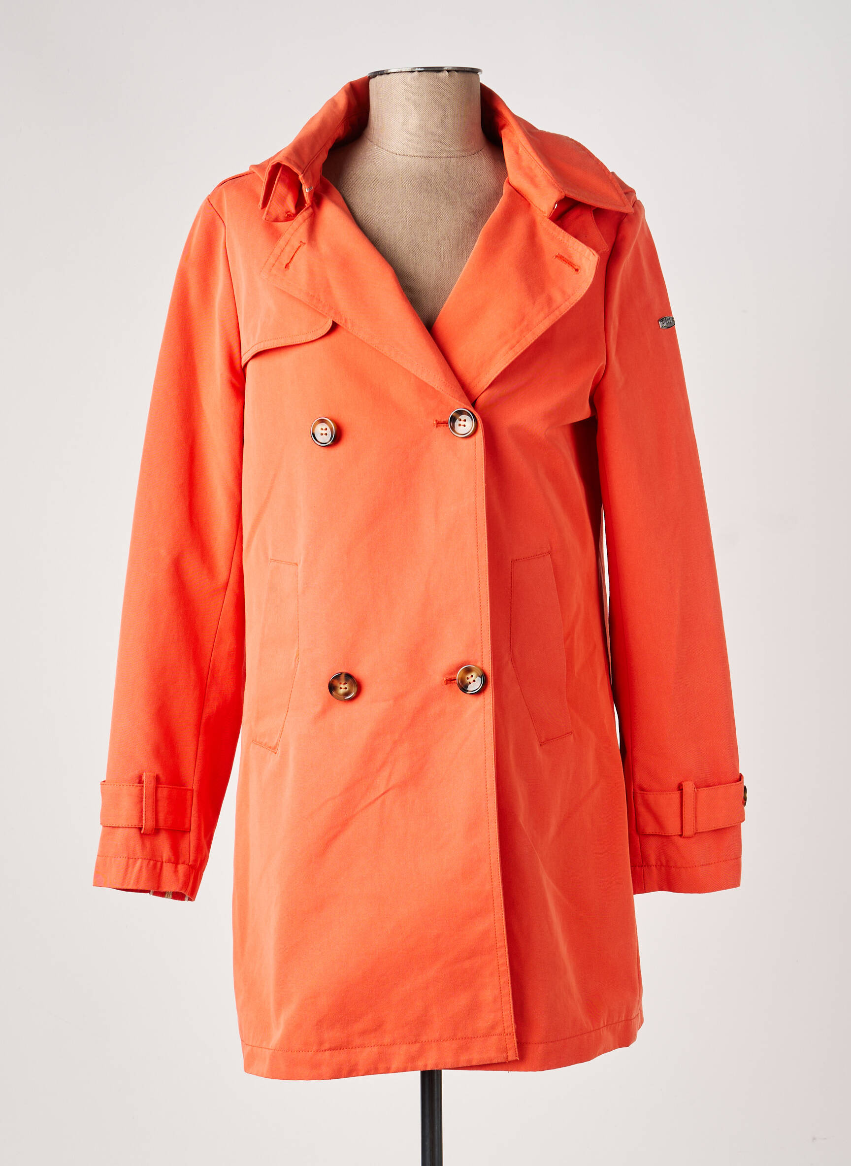Trench finition intérieure doublure imprimée a capuche orange DELAHAYE femme