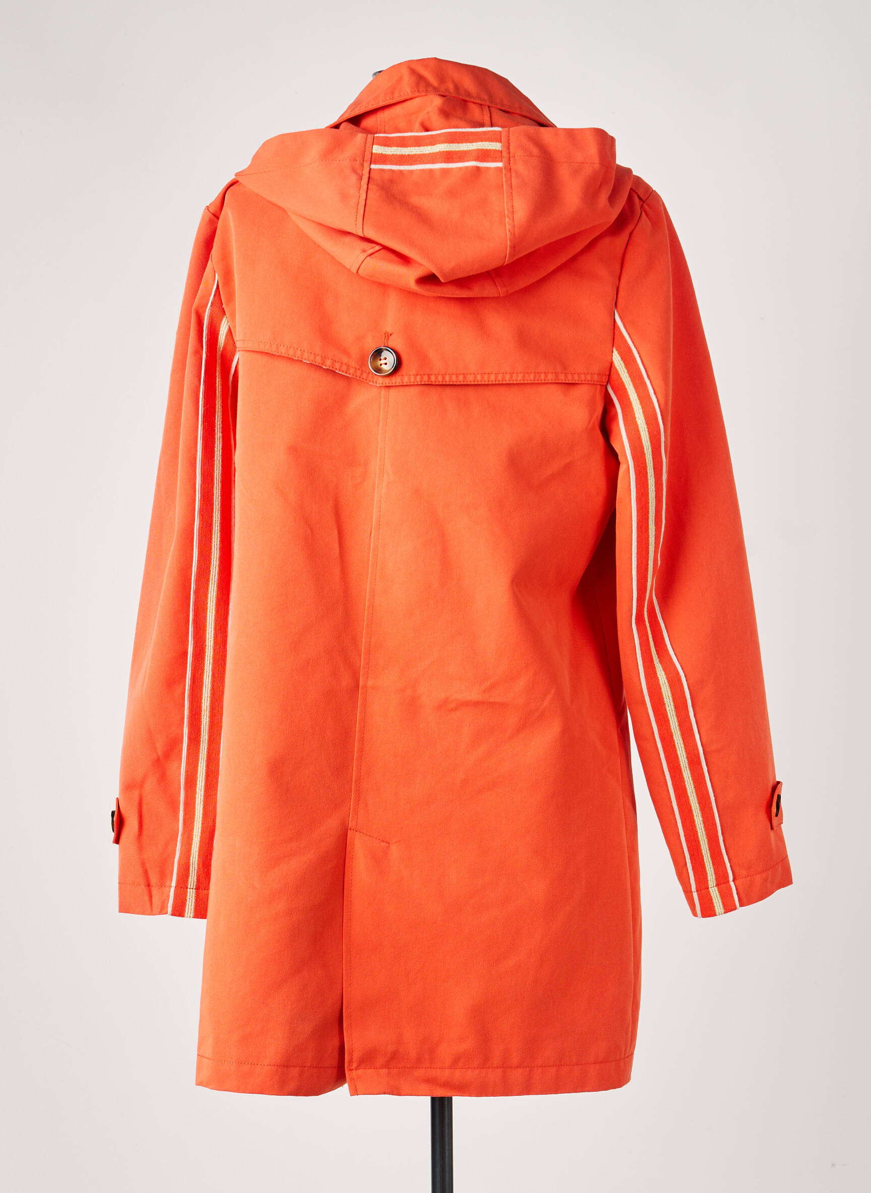 Trench finition intérieure doublure imprimée a capuche orange DELAHAYE femme