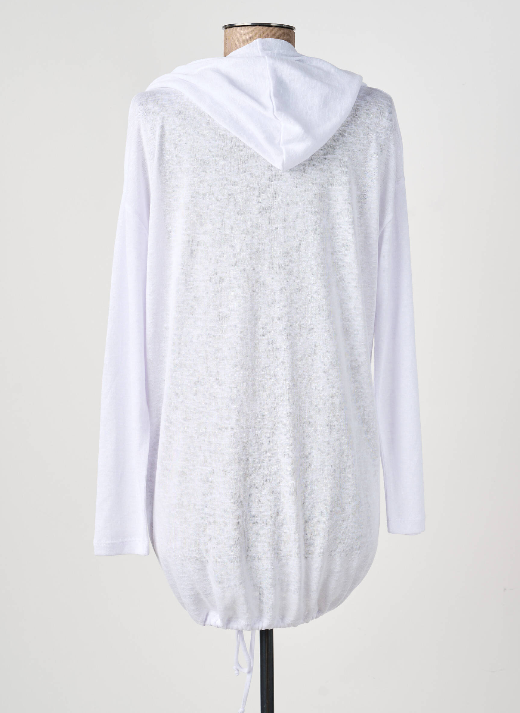 Gilet manches longues col rond blanc MARBLE femme