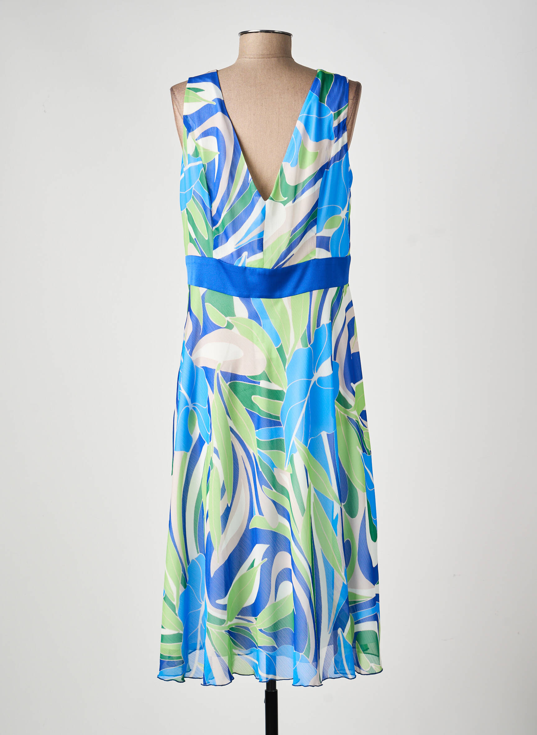 Robe mi-longue coupe fluide sans manche bleu ESTEL COLLECTION femme