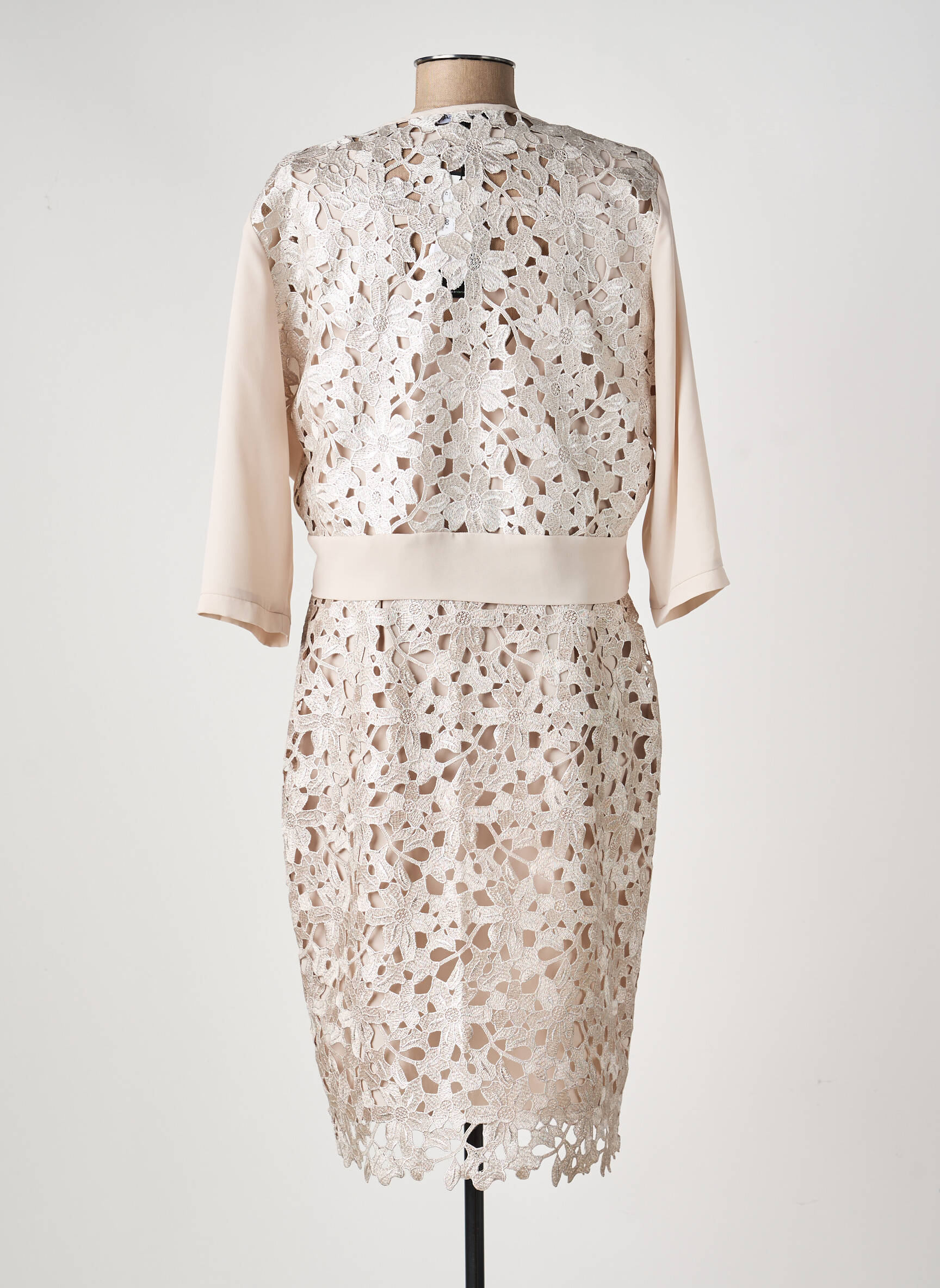 Ensemble robe manches 3/4 beige ANDAMIO femme