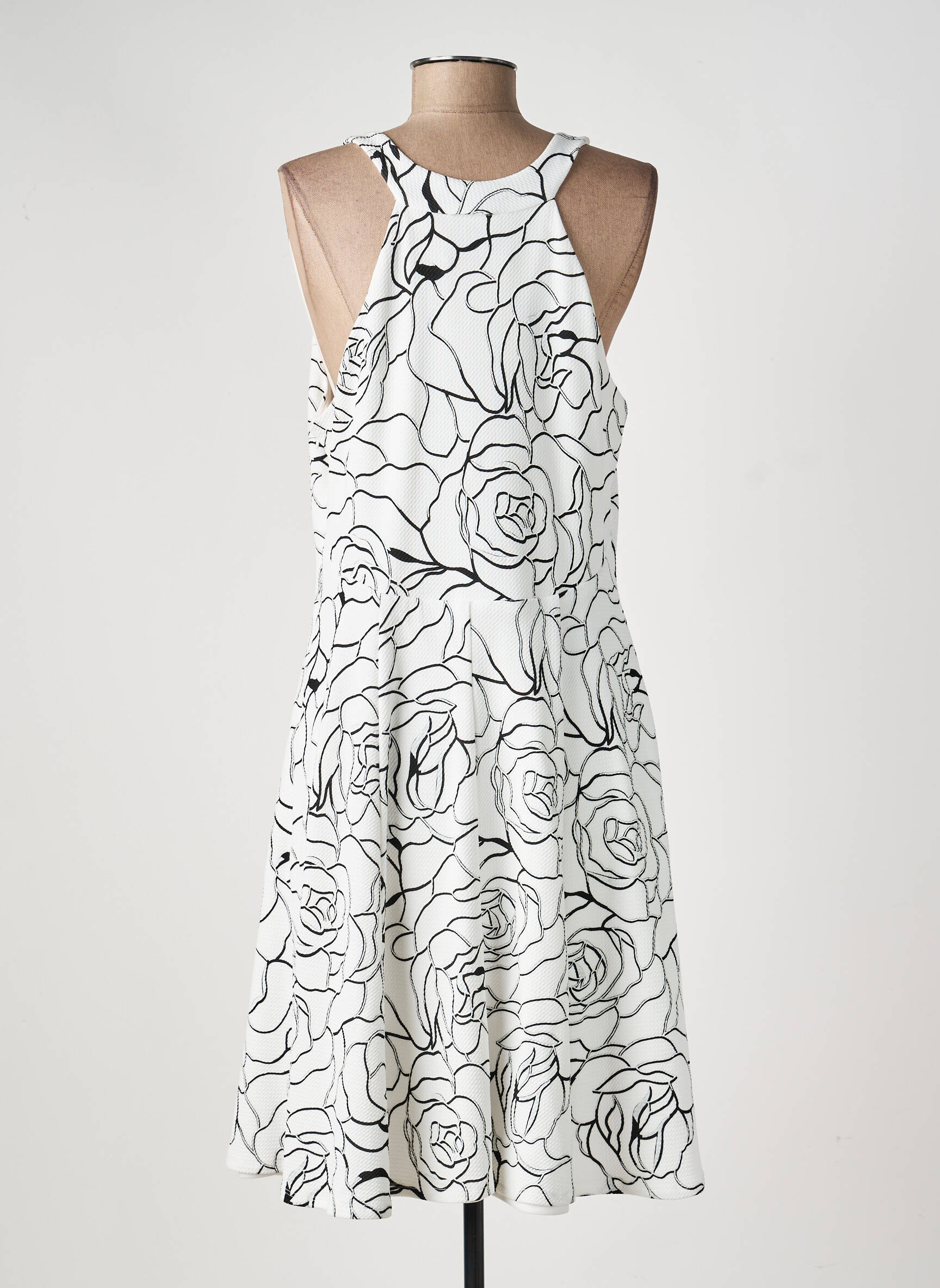 Robe mi-longue imprimé fleurs sans manche blanc FRANK LYMAN femme
