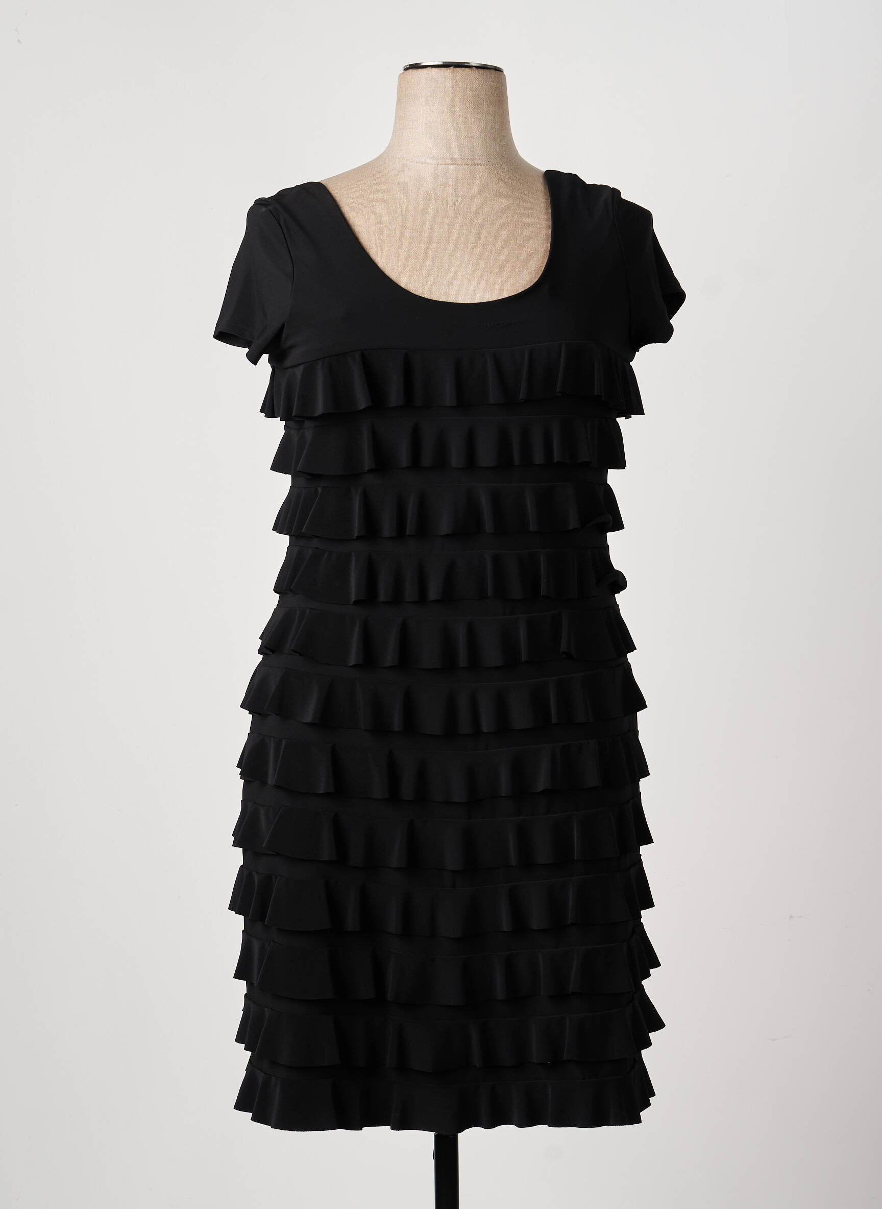 Robe mi-longue manches courtes manches courtes noir FRANK LYMAN femme