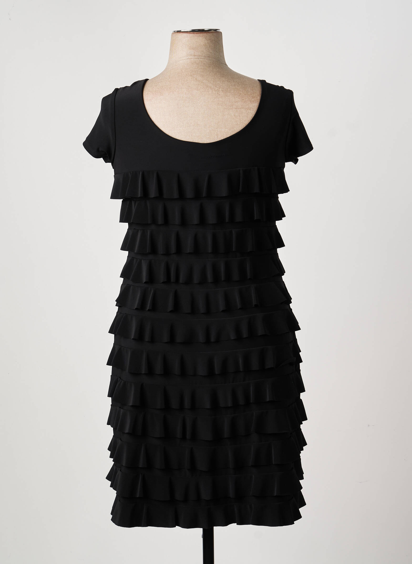 Robe mi-longue manches courtes manches courtes noir FRANK LYMAN femme