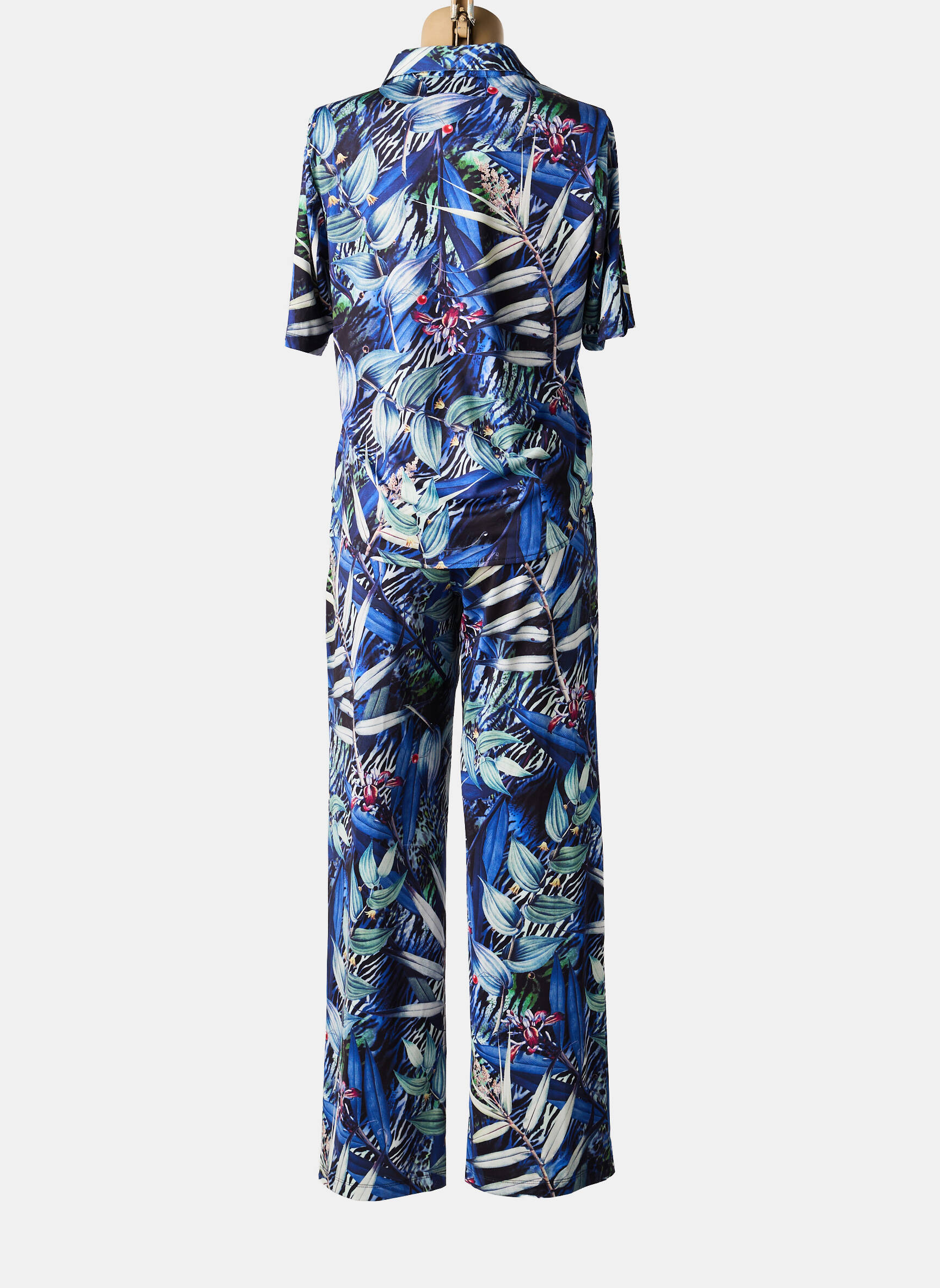 Combi-pantalon fermeture boutonnée sur le devant manches courtes bleu K-DESIGN femme