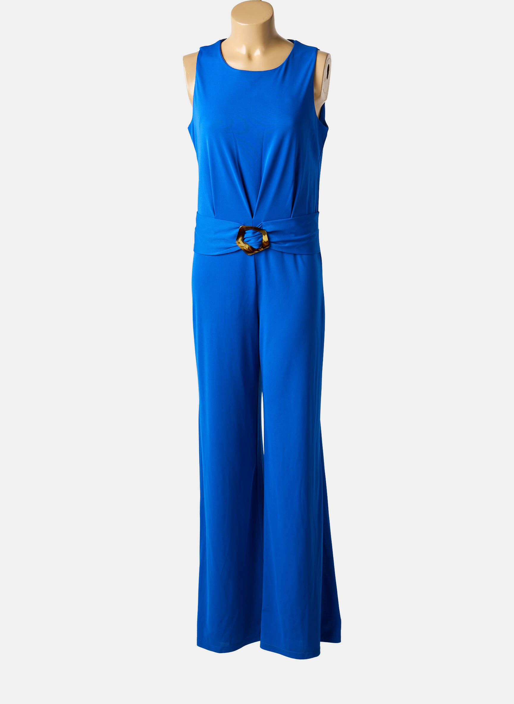 Combi-pantalon tissage crêpe sans manche bleu DANEVA femme
